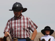 Load image into Gallery viewer, 2 trail riders wearing the Da Brim Equestrian Petite Helmet Brim Visor
