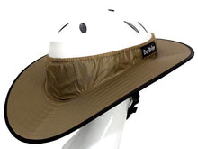 Load image into Gallery viewer, Da Brim Equestrian Endurance helmet brim visor in tan. Right rear view.