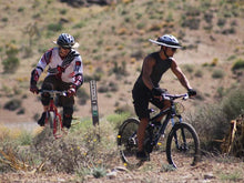 Load image into Gallery viewer, Two mountain bikers out riding while wearing the Da Brim Sporty Cycling Helmet Visor Brim