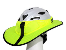 Load image into Gallery viewer, Da Brim Sporty Cycling Helmet Visor Brim in Fluorescent Yellow. Rear angled view