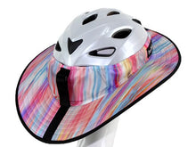 Load image into Gallery viewer, Da Brim Sporty Cycling Helmet Visor Brim in pastel ribbons. Rear angled view.
