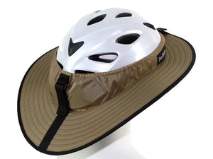 Da Brim Sporty Cycling Helmet Visor Brim in tan. Rear angled view.