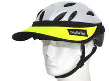 Load image into Gallery viewer, Da Brim Rezzo helmet visor in fluorescent yellow. Angled front view.