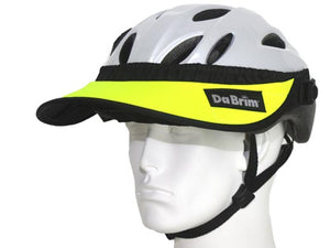 Da Brim Rezzo helmet visor in fluorescent yellow. Angled front view.