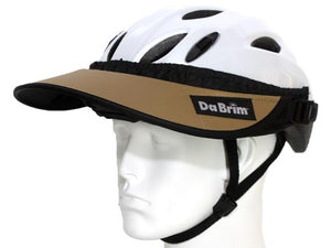 Da Brim Rezzo helmet visor in tan. Angled front view.