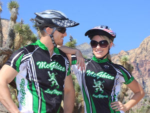 A couple of bike riders wearing the Da Brim Rezzo helmet visor.