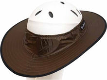 Load image into Gallery viewer, Da Brim Equestrian Endurance helmet brim visor in chocolate brown. Right rear angle view.
