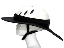 Load image into Gallery viewer, Da Brim equestrian endurance helmet brim visor in black. Left side view.