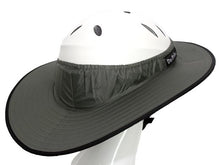 Load image into Gallery viewer, Da Brim Equestrian Endurance helmet brim visor in gray. Right angle rear view.