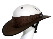 Load image into Gallery viewer, Da Brim Equestrian Petite Helmet Brim Visor in chocolate brown. Right rear angle view.