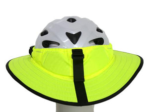 Da Brim Sporty Cycling Helmet Visor Brim in Fluorescent Yellow. Rear view.