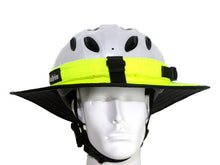Load image into Gallery viewer, Da Brim Sporty Cycling Helmet Visor Brim in Fluorescent Yellow. Front view.